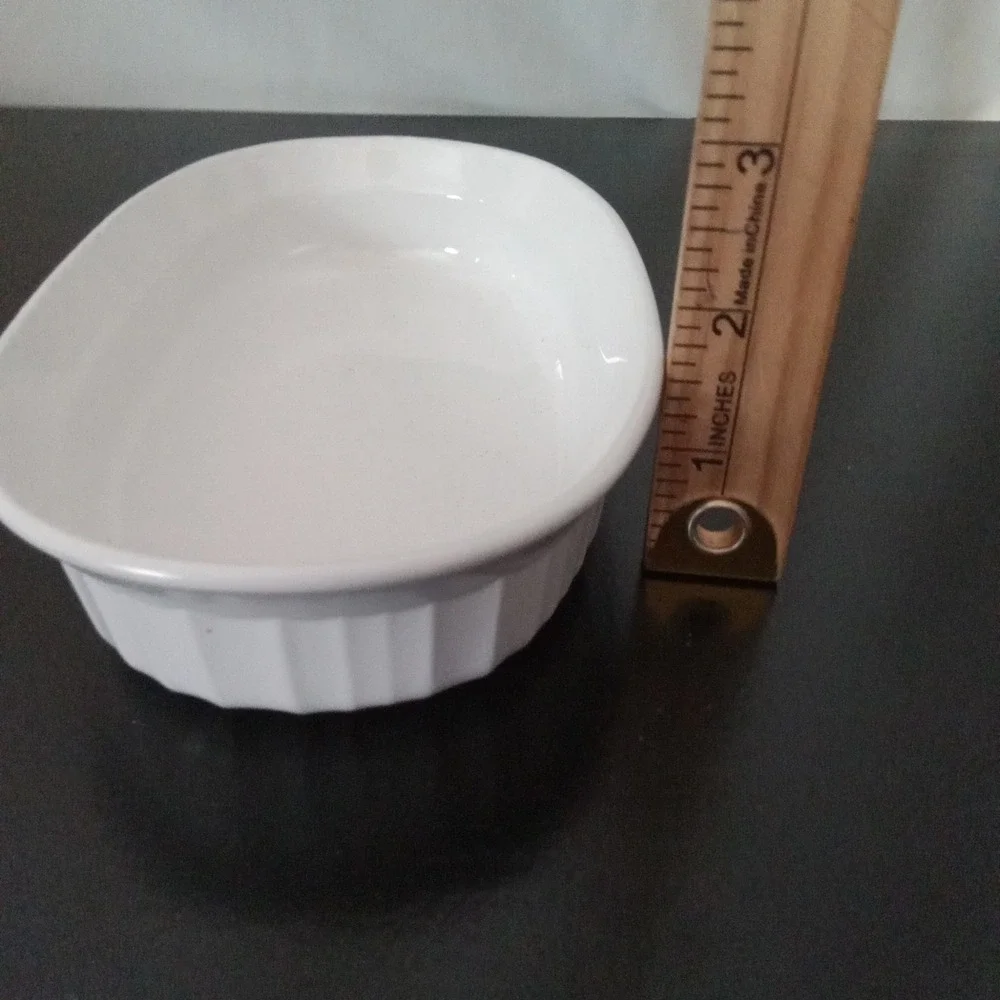 Corning Ware French White Oval Ramekin F-15-B 475ml Ribbed Ceramic Baking Dish